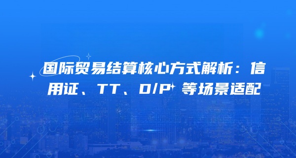 国际贸易结算核心方式解析：信用证、TT、D/P 等场景适配